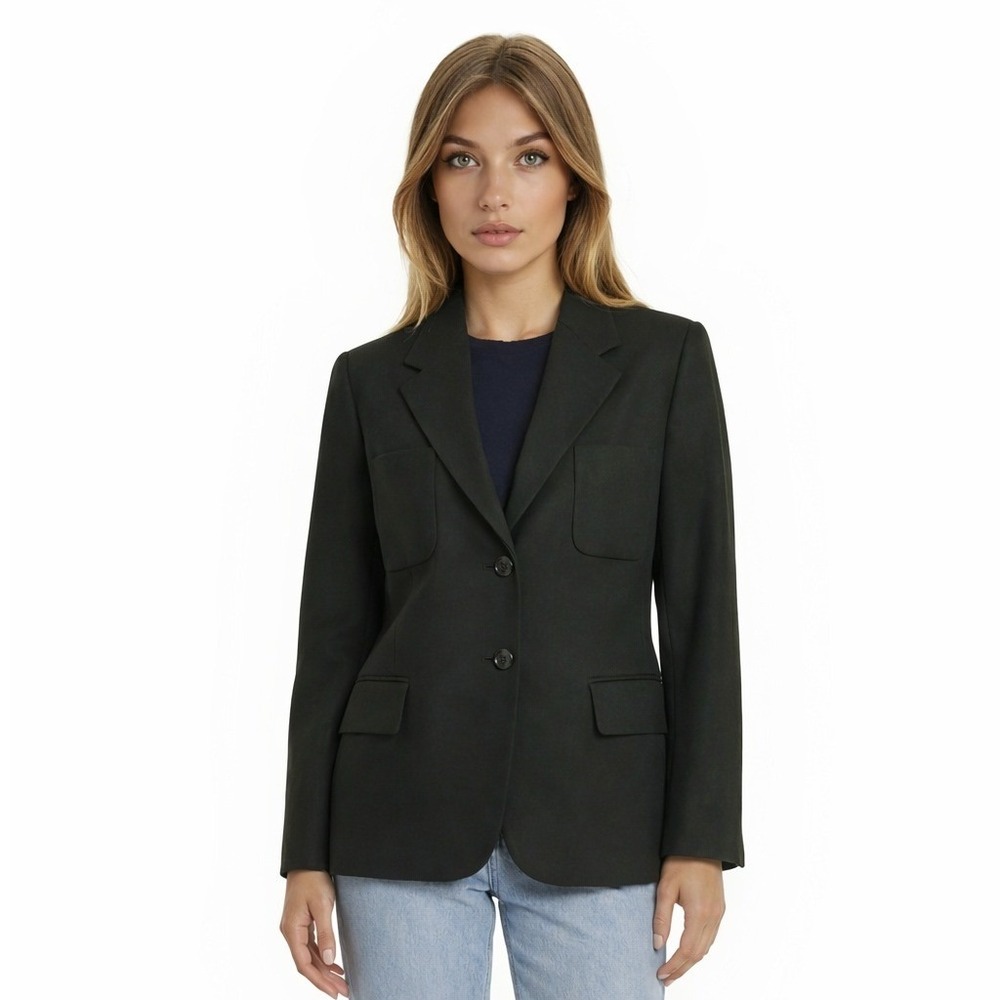 Jones New York Blazer Womens Size 6 Green Button Worsted Wool Vintage Jacket USA